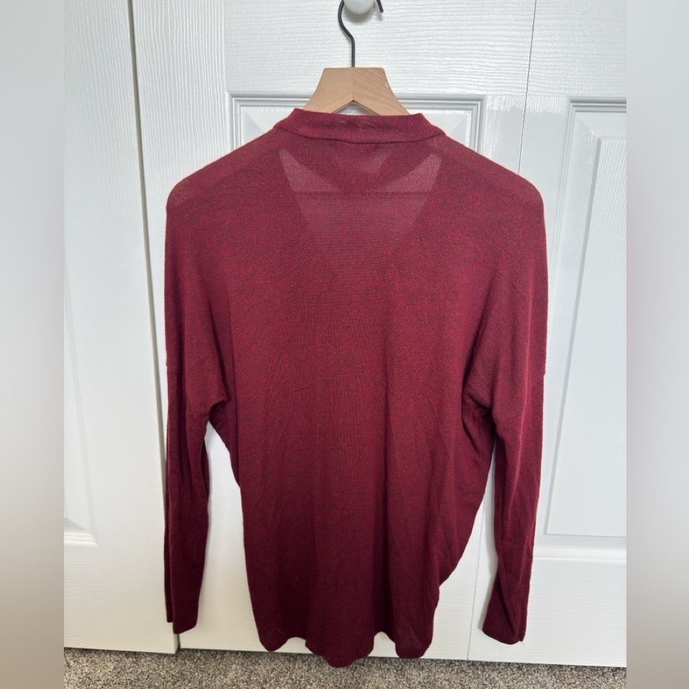 Moa Moa Long Sleeve Shirt blouse with Cut Out V Neck women's medium Red maroon - Picture 3 of 3